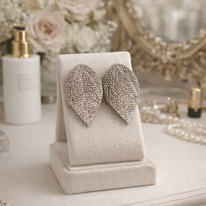 Stunning Marcasite Leaf Earrings - Pre-loved (1.75")